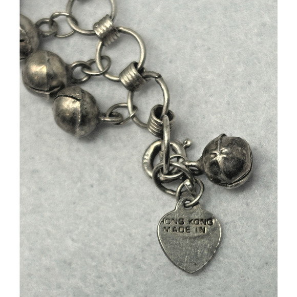 VTG Sterling Silver HONG KONG Jingle Bell Ball 10" Anklet Bracelet Boho Dance - Picture 5 of 7